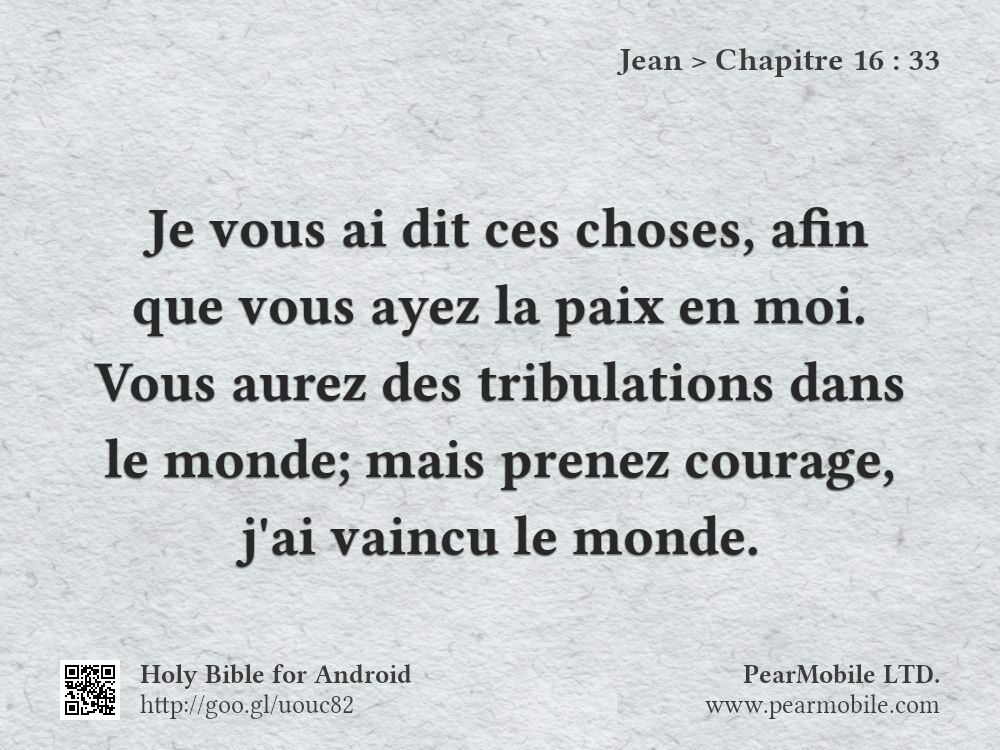 Jean, Chapitre 16:33